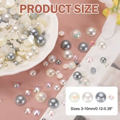 50g Half Pearl Rhinestones, Beige Series