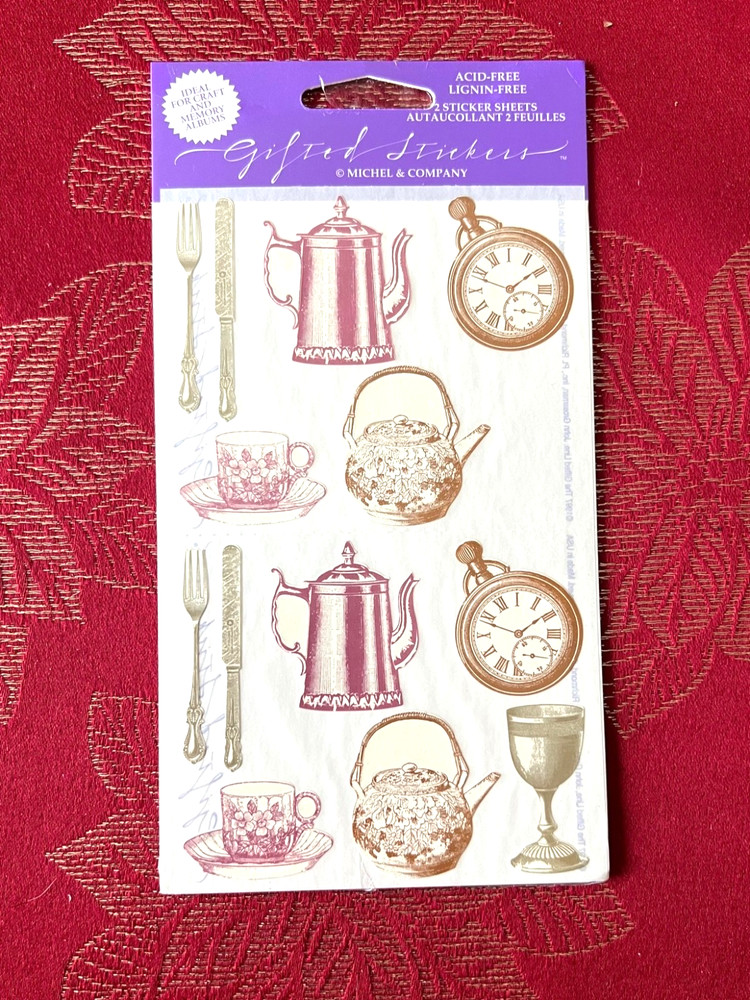 VINTAGE TEA COFFEE SILVERWARE CLOCK CUP STICKERS SO CUTE – FREE SHIPPING
