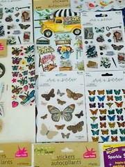 Large Sticker Lot Themed Birds Butterflies feathers Flowers Plants Farmhouse