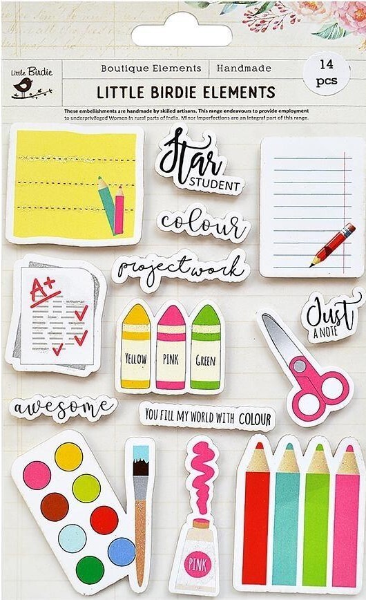 Star Student – School, 3D scrapbook stickers 14/pk – Little Birdie