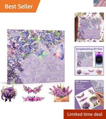 Purple Garden Scene Theme Sticker Scrapbooking Supplies for Junk Journal, 30 …