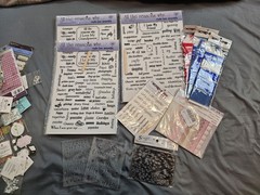 Large Lot of Scarpbooking Supplies Stickers Rub On Words Decorations Stencils