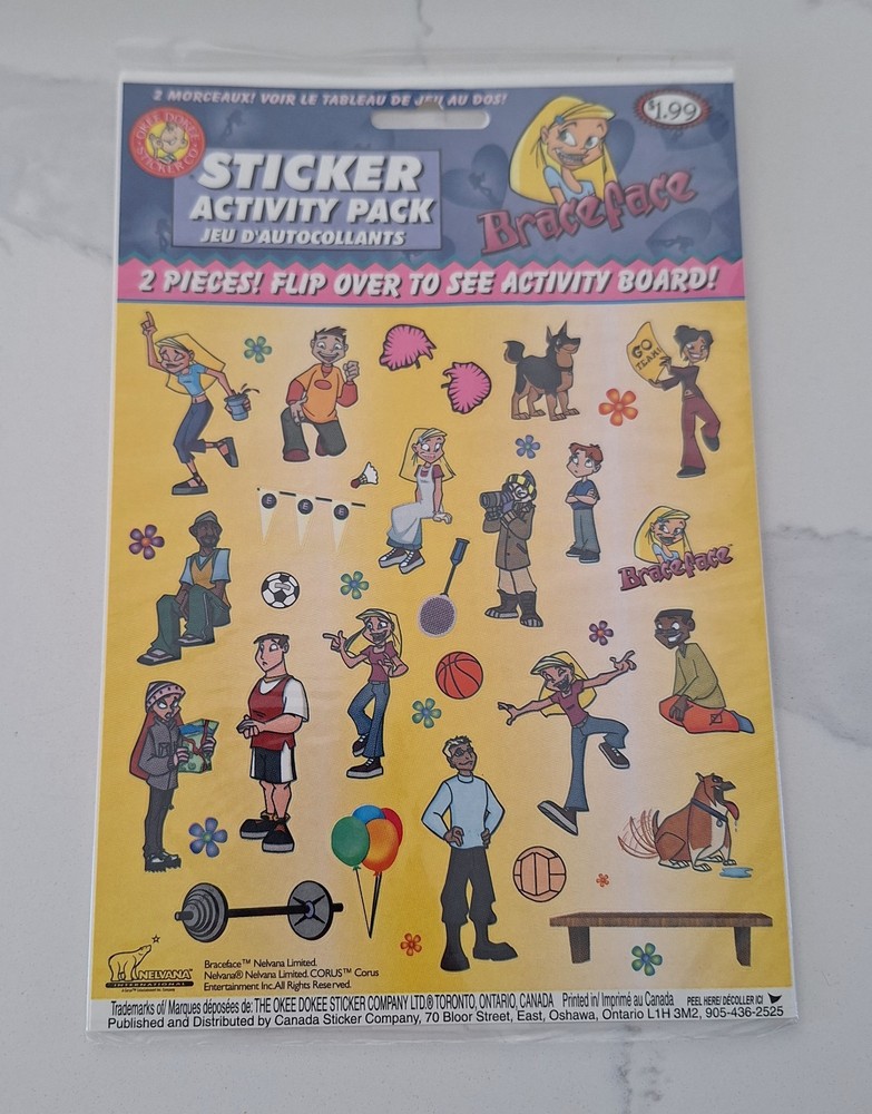 Vintage Okee Dokee Sticker Company Sticker Activity Pack Braceface