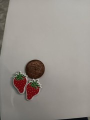 STRAWBERRY # 1 SCRAPBOOKING DECORATIVE BRADS EYELET OUTLET 12 PCS