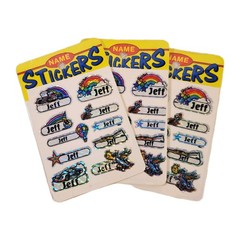 Vintage «Jeff» Prismatic / Holographic / Rainbow Name Stickers, Lot of 3