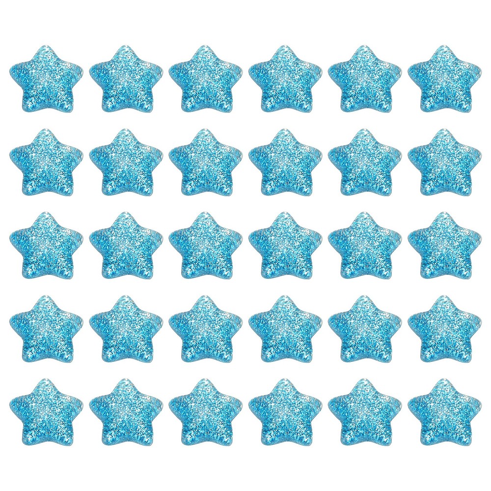 30 Pcs Flat Back Resin Charms, Glitter Star Charms Bulk, Blue