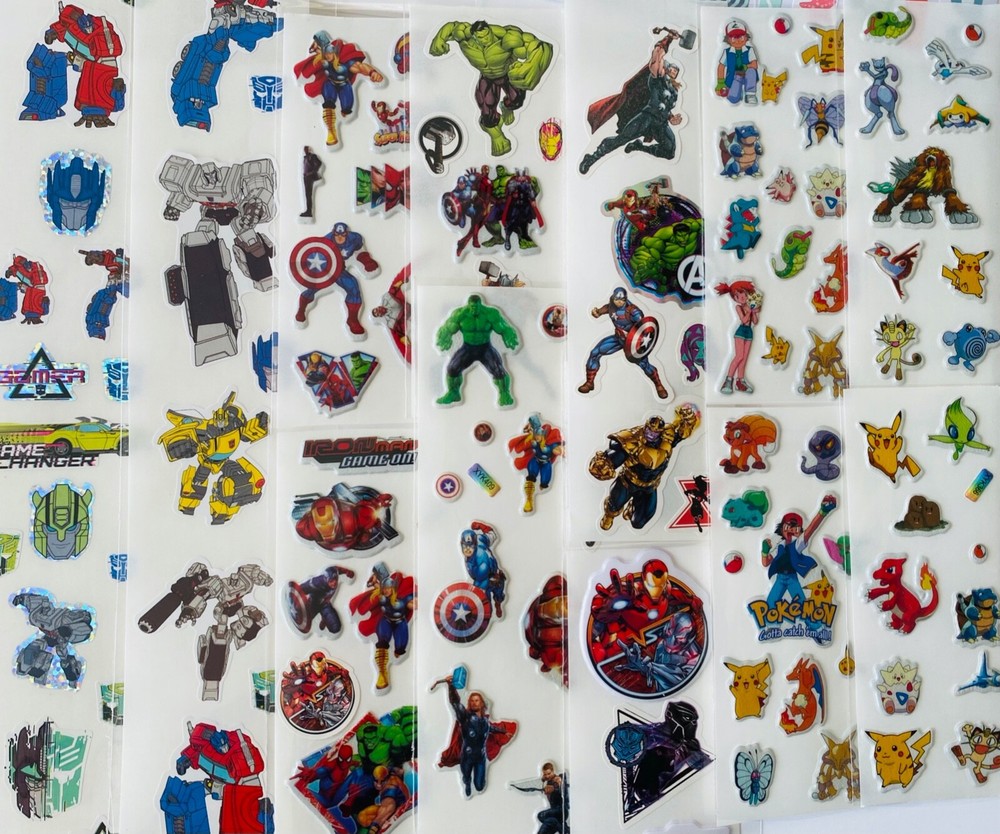 199+ STICKERS Transformers Marvel Pokemon Cars Spiderman Optimus Prime Hulk Thor