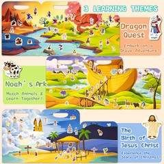 Reusable Sticker Books for Toddlers 1-3, Puffy Stickers for Ages 2-4 (3 Set)