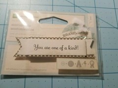 Scrapbooking 3 Mixed Items: «One Of A Kind» Tag, «Smile» Diecut & Ribbon – NEW