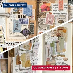 PRSTINCOL 6 Sets 300 Pcs Washi Stickers Book, Vintage Aesthetic Sticker Set for