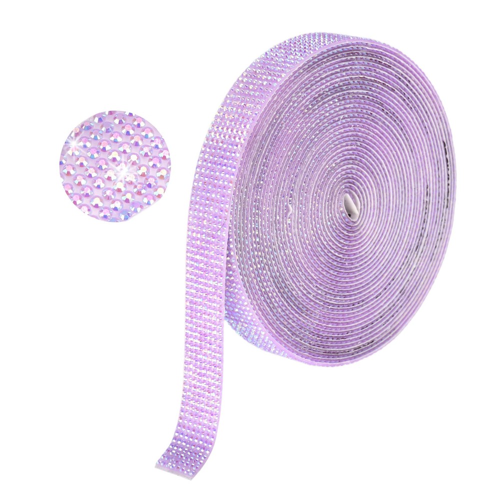 Self Adhesive Rhinestone Strips 6 Yards 0.6 Inch for Craft,Light Purple AB