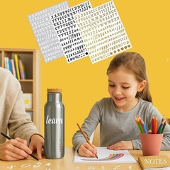 0.5 Inch Small Letter Sticker, Golden Vinyl Self Adhesive Alphabet Number Sticke
