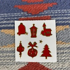 Vintage Embossed Christmas Stickers Red & Gold