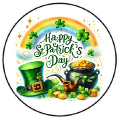 HAPPY ST PATRICKS DAY POT OF GOLD ENVELOPE SEALS LABELS STICKERS PARTY FAVORS