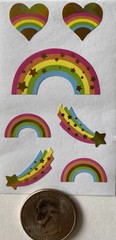 RAINBOW Prismatic Foil Stickers(7pc) •Love•Valentines Day•Shooting Stars•Hearts