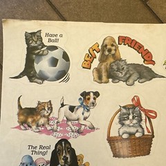 Vintage Scholastic Puppies Kittens Sticker Sheet