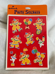 New Sealed Vintage 1982 Hallmark Circus Clown & Dog Party Stickers