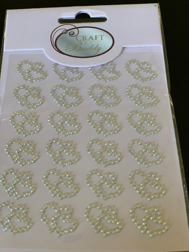 DAWN BIBBY 3D ADHESIVE CLEAR GEMSTONE DOUBLE HEARTS 24PCS