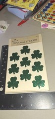 vintage Stickers Hallmark Glittery Shamrocks Clovers 1 Nip Razzle Dazzle