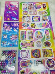 Huge Lot Early 90s Vintage Lisa Frank Stickers 24 Squares Plus 2 8×5.5″ Sheets