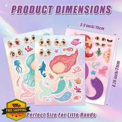 Cosomia 42 Sheets Mermaid Stickers Make Your Own Kids Travel Book