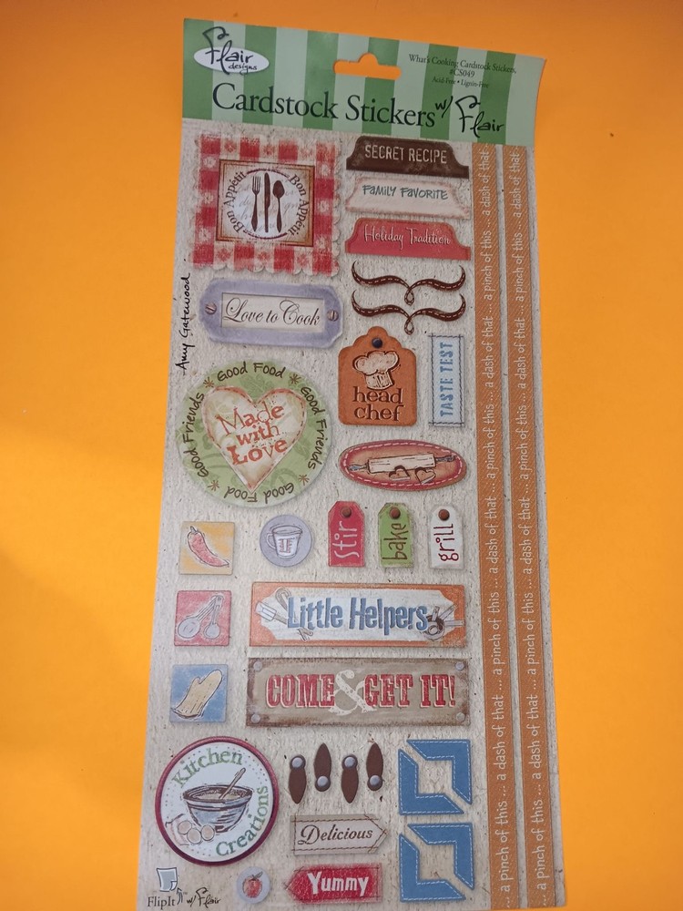 Flair Designs Cardstock Stickers Kitchen Cooking Recipe Scrapbook Embellishments
