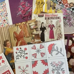 Vintage Sewing Journal Bundle, Paper Ephemera Pack with Seam Binding & Notebook,