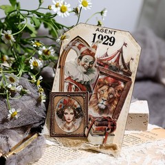 58Pcs/Pack Vintage Circus Sticker Sulfuric Acid Paper Sticker Scrapbook Stickers