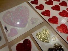 Vintage 80s Stickers Large And Small Hearts Sparkle Glitter Lot