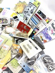100+ Variety Lot Crafting Scrapbooking Items: Metal Letters Tags Embellishments