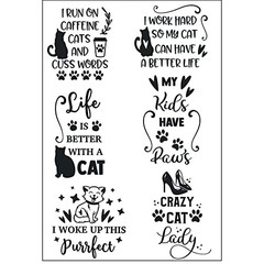 Guirongxin 6Sheets Pet Dog and Cat Funny Words 5.6×5.6inch/4.4×6.4inch, Clear