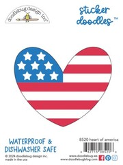 Doodlebug Durable Doodle Sticker Waterproof Heart of America RWB Stars Stripes