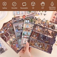 Girls 3D Miniature Scene Stickers DIY House Sticker for Adult Kids Relief Stress
