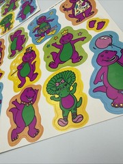 Vintage Barney The Dinosaur Sticker Sheet Lot Of 3 Sheets #D
