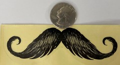 BLACK MUSTACHE Mylar Stickers (2pc)4-1/2″x3″)Men’s•Style•Wax•Hair •Face•Combing•