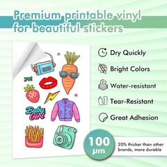 High-Quality Waterproof Vinyl Sticker Sheets for Crafts – 20 Matte Sheets 8.5×11