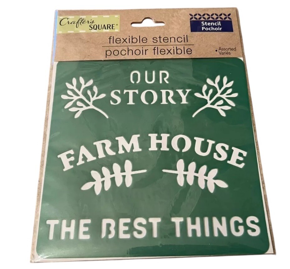 Farm House Flexible Stencil Sheet NEW Crafters Square 6″x6″ Craft Supplies Cards