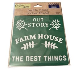 Farm House Flexible Stencil Sheet NEW Crafters Square 6″x6″ Craft Supplies Cards