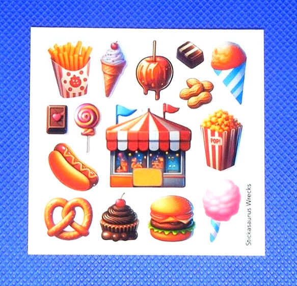Carnival Fair Foods & Sweet Treats Stickers Mini Sheet