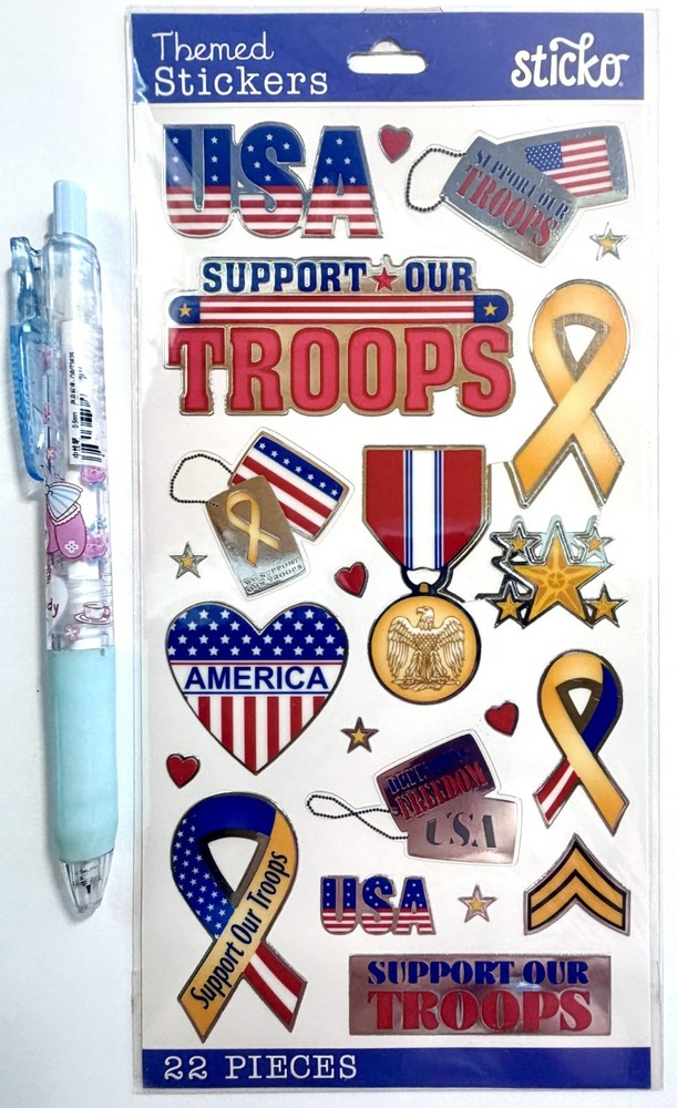 Patriotic Military USA Stickers Scrapbooking Card Journal Planner Sticko