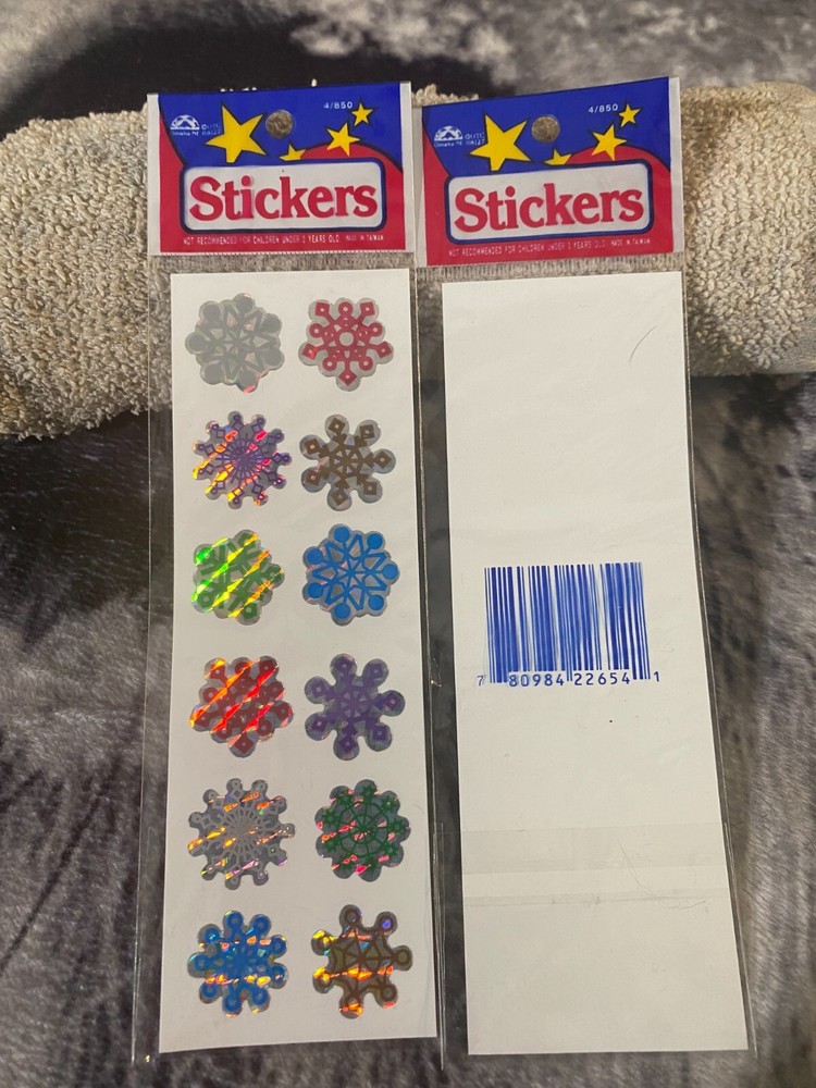VINTAGE OTC Holographic Stickers — Snowflakes WINTER CHRISTMAS HOLIDAYS(G)