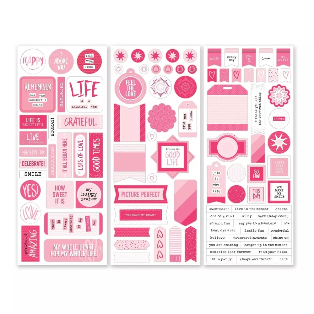 Creative Memories Totally Soft Pink Stickers (3/pk)