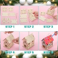 DoubleFill 60 Pcs Wood Gingerbread House Craft Kit for Kids DIY Wooden Christ…
