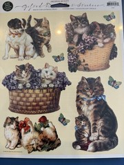 Vintage Stickers Flowers & Cats 17 Packets Multiple Sheets Per Pack New