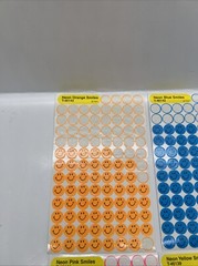 4 Partial Sheets Neon Smiley Face Trend Stickers Pink Orange Yellow Blue 232 pcs