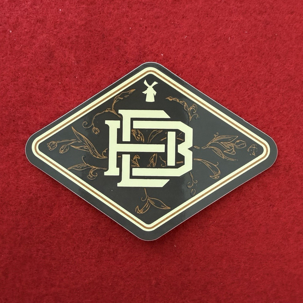 EB Logo Monogram Sticker/Decal, Diamond Shape – Black Gold White