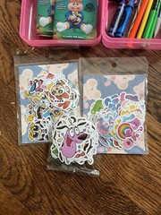 Neon Yellow 90s 2000s Girl Pencil Case Stickers Bracelets Washi Erasers