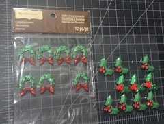 Recollections CHRISTMAS Red & Green Holly Mistletoe 10pc & Wreaths 7pcs