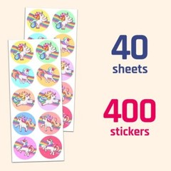 40 Sheets – Stickers for Party Bags – 400 Stickers, 1.5″ Unicorn