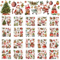 Honoson 19 Sheets Christmas Rub on Transfers for 5.91 x inches, Retro